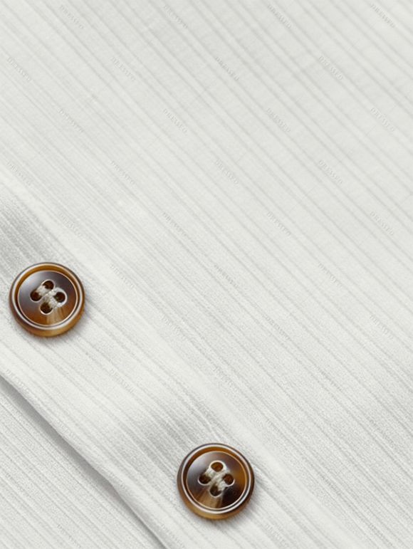 Solid Color Tank Top Textured Mock Button Sweetheart Neck Padded Cropped Tank Top - Blanc L | US 8-10