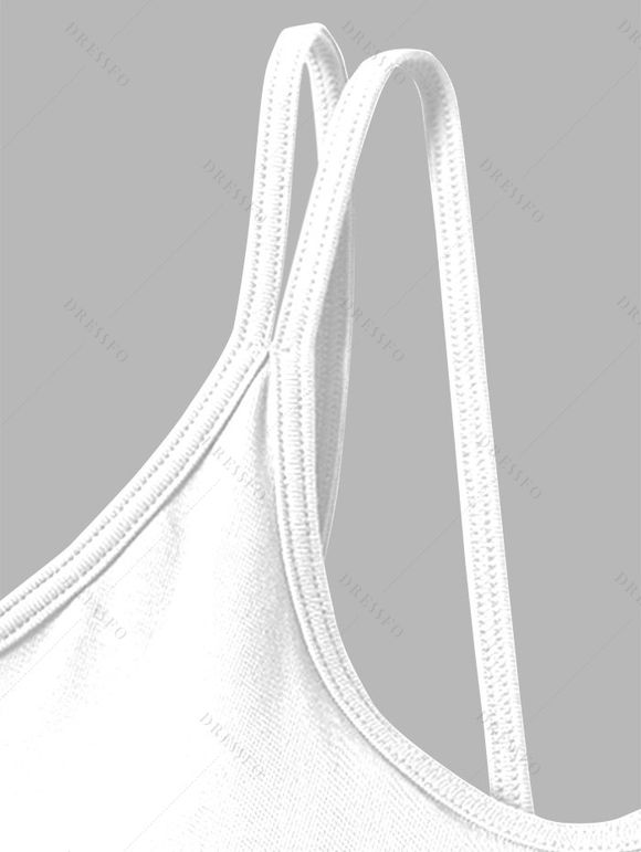 Casual Tank Top Solid Color Padded Dual Strap Cropped Tank Top - Blanc XL | US 12