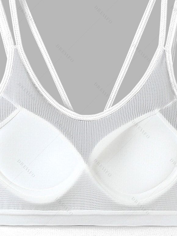 Casual Tank Top Solid Color Padded Dual Strap Cropped Tank Top - Blanc XL | US 12