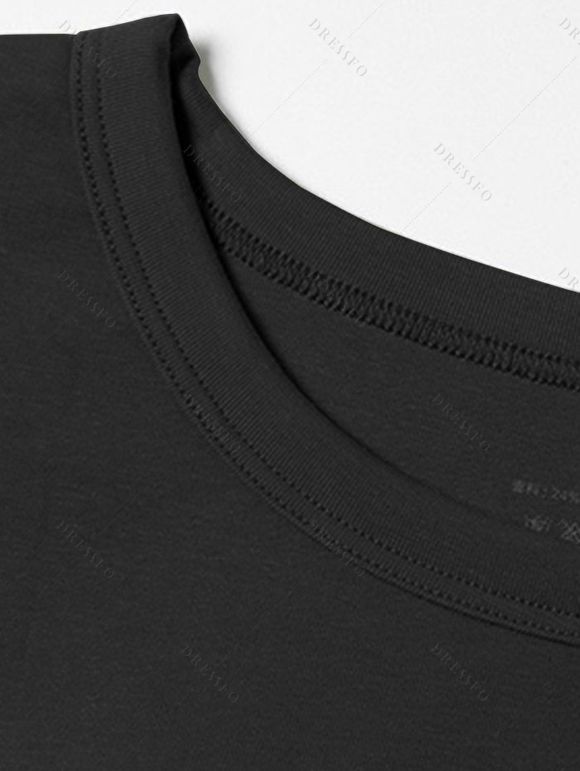 Casual T-shirt Solid Color Ruched Curved Hem Padded Cropped Tee - Noir XL | US 12