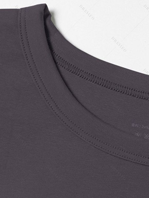 Casual T-shirt Solid Color Ruched Curved Hem Padded Cropped Tee - Gris S | US 4