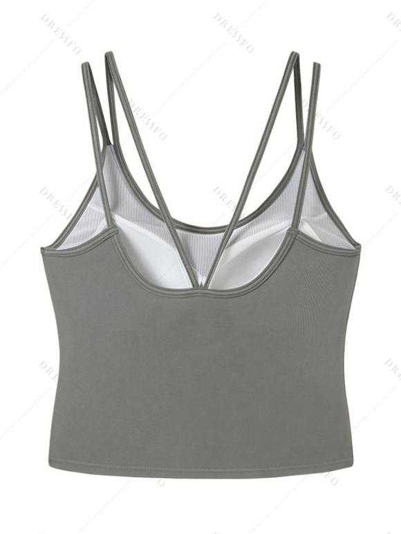 Casual Tank Top Solid Color Padded Dual Strap Cropped Tank Top - Gris Clair XL | US 12