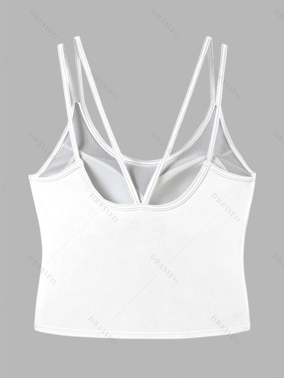 Casual Tank Top Solid Color Padded Dual Strap Cropped Tank Top - Blanc XL | US 12
