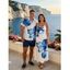 Vacation Couple Outfit Tropical Floral Pattern Spaghetti Strap Pocket A Line Long Dress and Roll Up Sleeve Solid Color Drawstrings Shorts Matching Outfit - Orange S | US 4