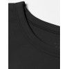 Casual T-shirt Solid Color Ruched Curved Hem Padded Cropped Tee - Noir M | US 6