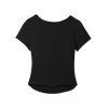 Casual T-shirt Solid Color Ruched Curved Hem Padded Cropped Tee - Noir L | US 8-10