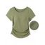 Casual T-shirt Solid Color Ruched Curved Hem Padded Cropped Tee - Bronze S | US 4