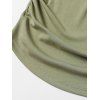 Casual T-shirt Solid Color Ruched Curved Hem Padded Cropped Tee - Olive Verte M | US 6
