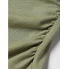 Casual T-shirt Solid Color Ruched Curved Hem Padded Cropped Tee - Olive Verte M | US 6