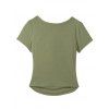 Casual T-shirt Solid Color Ruched Curved Hem Padded Cropped Tee - Olive Verte M | US 6