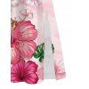 Vacation Couple Outfit Hibiscus Floral Print Twisted Cut Out Slit Halter Dress and Shirt Set - Rose clair S | US 4