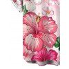 Vacation Couple Outfit Hibiscus Floral Print Twisted Cut Out Slit Halter Dress and Shirt Set - LIGHT PINK S | US 4