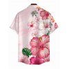Vacation Couple Outfit Hibiscus Floral Print Twisted Cut Out Slit Halter Dress and Shirt Set - LIGHT PINK S | US 4