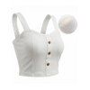 Solid Color Tank Top Textured Mock Button Sweetheart Neck Padded Cropped Tank Top - Blanc L | US 8-10