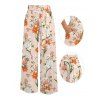 Vacation Couple Outfit Textured Tank Top Wildflower Floral Print Belt Pants and Shirt Shorts Set - Abricot S | US 4