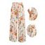 Vacation Pants Wildflower Floral Print Countryside Style Wide Leg Belt Pants - Abricot XXXXXL | US 20
