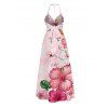 Vacation Halter Dress Hibiscus Floral Print Tie Dye Twisted Cut Out Slit Dress - Rose clair XXL | US 14