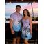 Vacation Couple Outfit for Beach Ombre Coconut Tree Print Mini Dress and Shirt Matching Set - multicolor S | US 4