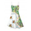 Vacation Dress Tropical Rainforest Sea Turtle Print Spaghetti Strap Hawaii Dress - Vert clair L | US 8-10
