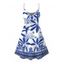 Vacation Dress Retro Tropical Plant Toucan Print Spaghetti Strap Hawaii Dress - Bleu L | US 8-10