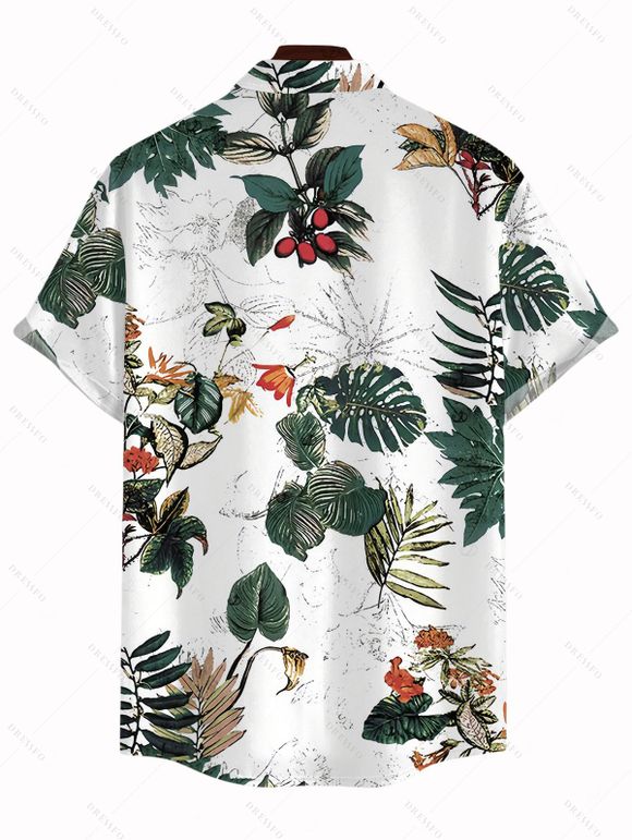 Vacation Couple Outfit Textured Tank Top Tropical Plant Print Belt Pants and Shirt Shorts Set - Blanc S | US 4