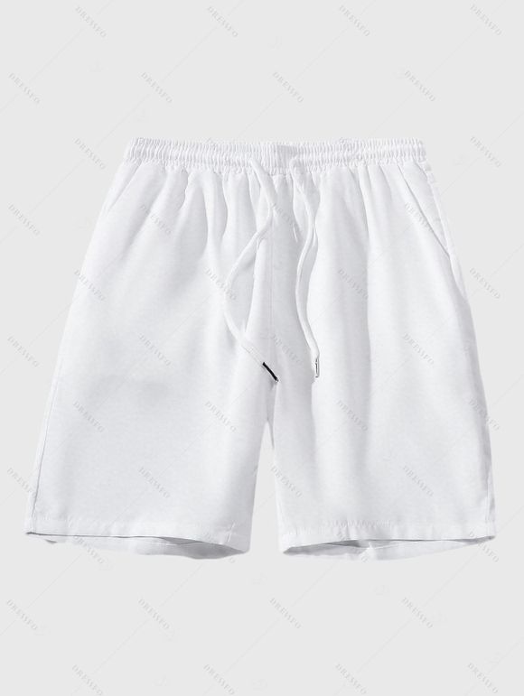 Vacation Couple Outfit Textured Tank Top Tropical Plant Print Belt Pants and Shirt Shorts Set - Blanc S | US 4