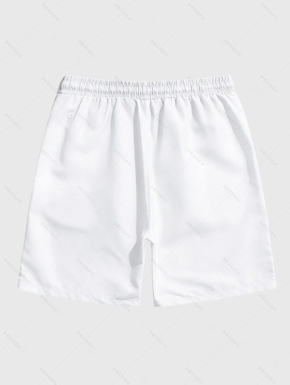 Vacation Couple Outfit Textured Tank Top Tropical Plant Print Belt Pants and Shirt Shorts Set - Blanc S | US 4