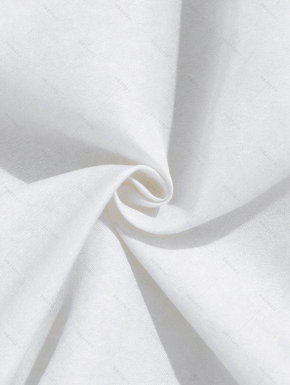 Vacation Couple Outfit Textured Tank Top Tropical Plant Print Belt Pants and Shirt Shorts Set - Blanc S | US 4