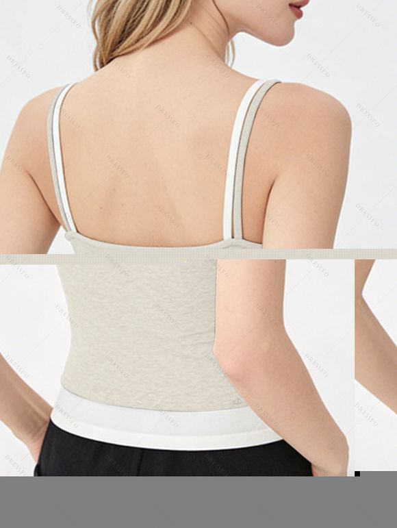 Colorblock Tank Top Padded Dual Strap Cropped Tank Top - Abricot M | US 6