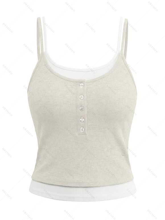 Colorblock Tank Top Padded Dual Strap Cropped Tank Top - Abricot M | US 6