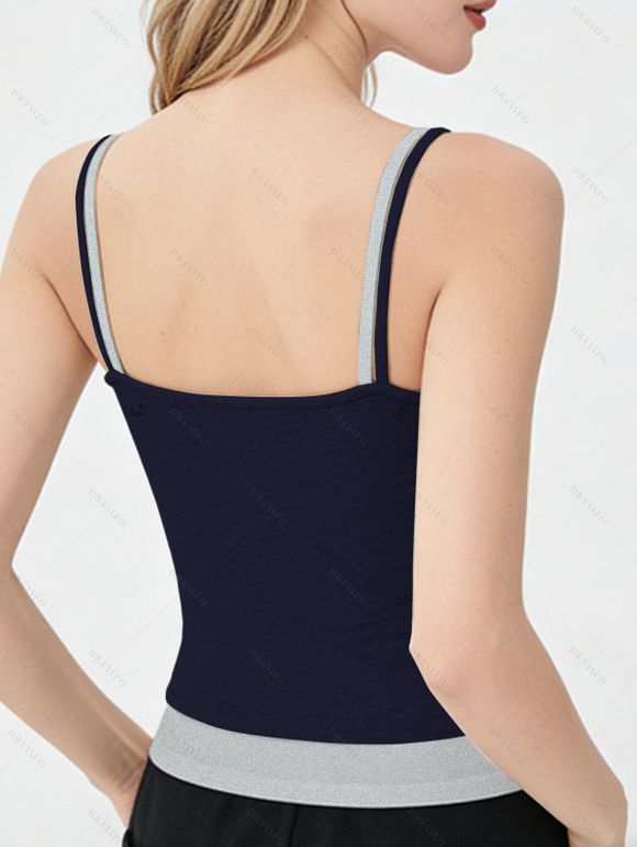 Colorblock Tank Top Padded Dual Strap Cropped Tank Top - Bleu de Minuit XL | US 12