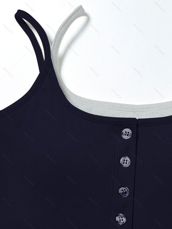 Colorblock Tank Top Padded Dual Strap Cropped Tank Top - Bleu de Minuit XL | US 12