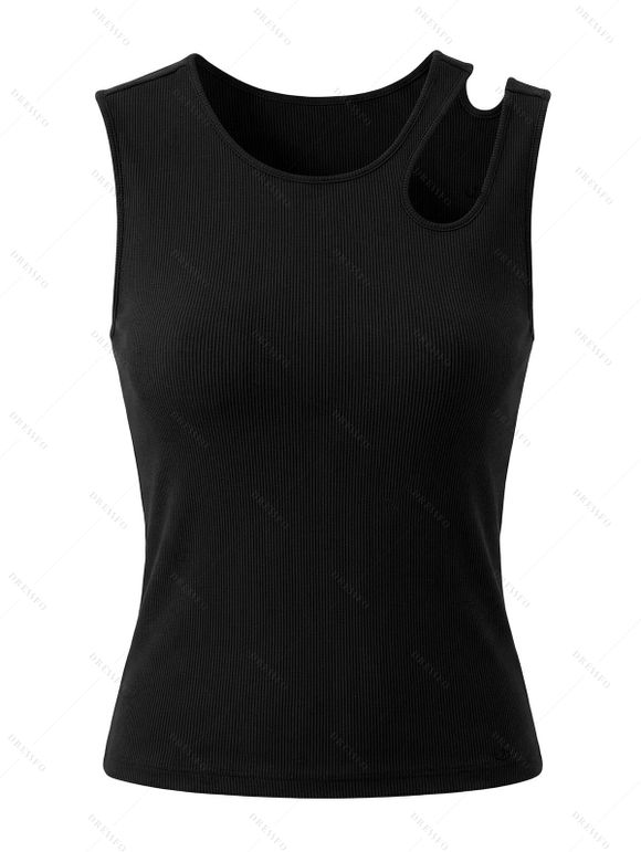 Solid Color Tank Top Cut Out Padded Cropped Tank Top - Noir XL | US 12