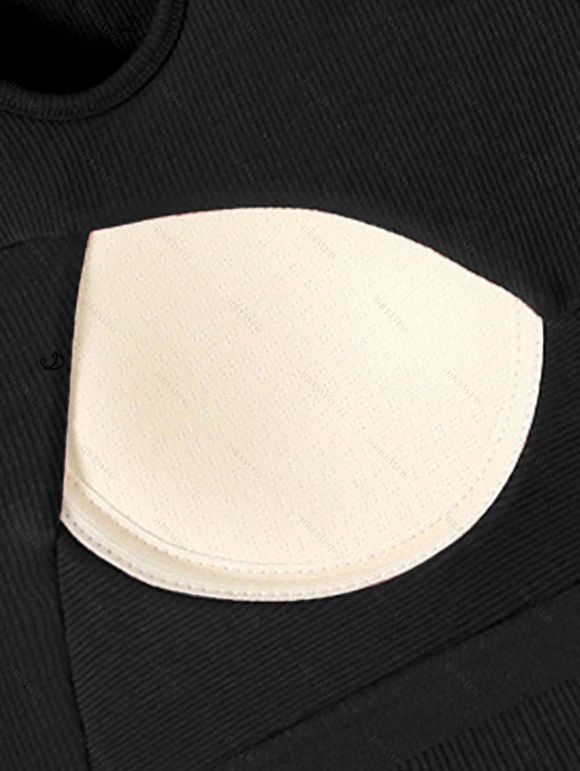 Solid Color Tank Top Cut Out Padded Cropped Tank Top - Noir XL | US 12