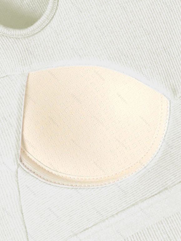 Solid Color Tank Top Cut Out Padded Cropped Tank Top - Blanc L | US 8-10