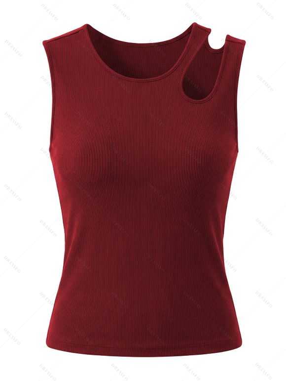 Solid Color Tank Top Cut Out Padded Cropped Tank Top - Rouge Vineux XL | US 12