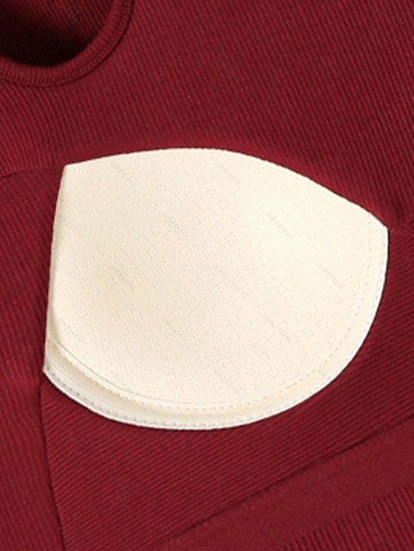 Solid Color Tank Top Cut Out Padded Cropped Tank Top - Rouge Vineux XL | US 12