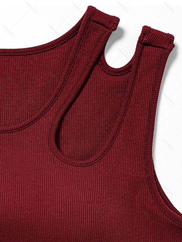 Solid Color Tank Top Cut Out Padded Cropped Tank Top - Rouge Vineux XL | US 12