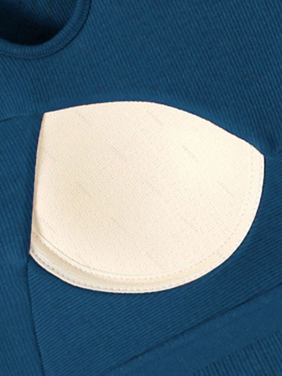 Solid Color Tank Top Cut Out Padded Cropped Tank Top - Paon Bleu XL | US 12