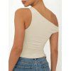 Skew Neck Tank Top Solid Color Ruched Casual Tank Top - café lumière XL | US 10
