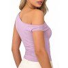 Skew Neck Tank Top Solid Color Ruched Casual Tank Top - Violet clair S | US 4