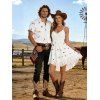 Vacation Couple Outfit Ditsy Floral Print Irregular Hem Dress and Shirt Set - Blanc S | US 4