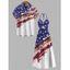 Independence Day Couple Outfit American Flag Elements Print Twisted Cut Out Slit Halter Dress and Shirt Set - multicolor S | US 4