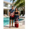 Independence Day Couple Outfit Padded Cropped Tank Top American Flag Elements Pattern Belt Pants and Shirt Shorts Set - multicolor S | US 4