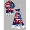 Independence Day Couple Outfit Star Striped Pattern Coconut Tree Hollow Out Slit Dress and Shirt Set - multicolor S | US 4