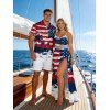 Independence Day Couple Outfit Star Striped Pattern Coconut Tree Hollow Out Slit Dress and Shirt Set - multicolor S | US 4
