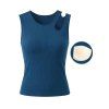 Solid Color Tank Top Cut Out Padded Cropped Tank Top - Paon Bleu L | US 8-10