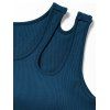Solid Color Tank Top Cut Out Padded Cropped Tank Top - Paon Bleu L | US 8-10