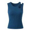 Solid Color Tank Top Cut Out Padded Cropped Tank Top - Paon Bleu L | US 8-10