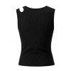 Solid Color Tank Top Cut Out Padded Cropped Tank Top - Noir L | US 8-10